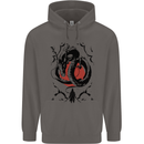 Samurai Warrior Dragon & Sun Fantasy MMA Mens 80% Cotton Hoodie Charcoal