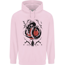 Samurai Warrior Dragon & Sun Fantasy MMA Mens 80% Cotton Hoodie Light Pink