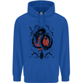 Samurai Warrior Dragon & Sun Fantasy MMA Mens 80% Cotton Hoodie Royal Blue