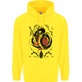 Samurai Warrior Dragon & Sun Fantasy MMA Mens 80% Cotton Hoodie Yellow