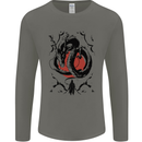 Samurai Warrior Dragon & Sun Fantasy MMA Mens Long Sleeve T-Shirt Charcoal