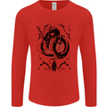 Samurai Warrior Dragon & Sun Fantasy MMA Mens Long Sleeve T-Shirt Red
