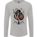 Samurai Warrior Dragon & Sun Fantasy MMA Mens Long Sleeve T-Shirt Sports Grey