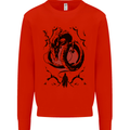 Samurai Warrior Dragon & Sun Fantasy MMA Mens Sweatshirt Jumper Bright Red