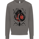 Samurai Warrior Dragon & Sun Fantasy MMA Mens Sweatshirt Jumper Charcoal
