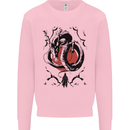 Samurai Warrior Dragon & Sun Fantasy MMA Mens Sweatshirt Jumper Light Pink