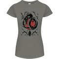 Samurai Warrior Dragon & Sun Fantasy MMA Womens Petite Cut T-Shirt Charcoal