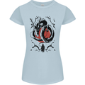 Samurai Warrior Dragon & Sun Fantasy MMA Womens Petite Cut T-Shirt Light Blue