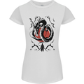 Samurai Warrior Dragon & Sun Fantasy MMA Womens Petite Cut T-Shirt White