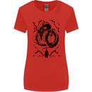 Samurai Warrior Dragon & Sun Fantasy MMA Womens Wider Cut T-Shirt Red