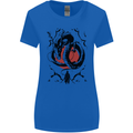 Samurai Warrior Dragon & Sun Fantasy MMA Womens Wider Cut T-Shirt Royal Blue
