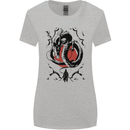 Samurai Warrior Dragon & Sun Fantasy MMA Womens Wider Cut T-Shirt Sports Grey