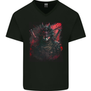 Samurai of Death Japanese Fantasy Warrior Mens V-Neck Cotton T-Shirt Black