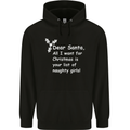 Santa Claus Naughty Girls Funny Christmas Mens 80% Cotton Hoodie Black
