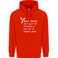 Santa Claus Naughty Girls Funny Christmas Mens 80% Cotton Hoodie Bright Red