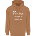 Santa Claus Naughty Girls Funny Christmas Mens 80% Cotton Hoodie Caramel Latte