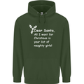 Santa Claus Naughty Girls Funny Christmas Mens 80% Cotton Hoodie Forest Green