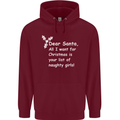 Santa Claus Naughty Girls Funny Christmas Mens 80% Cotton Hoodie Maroon