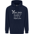 Santa Claus Naughty Girls Funny Christmas Mens 80% Cotton Hoodie Navy Blue