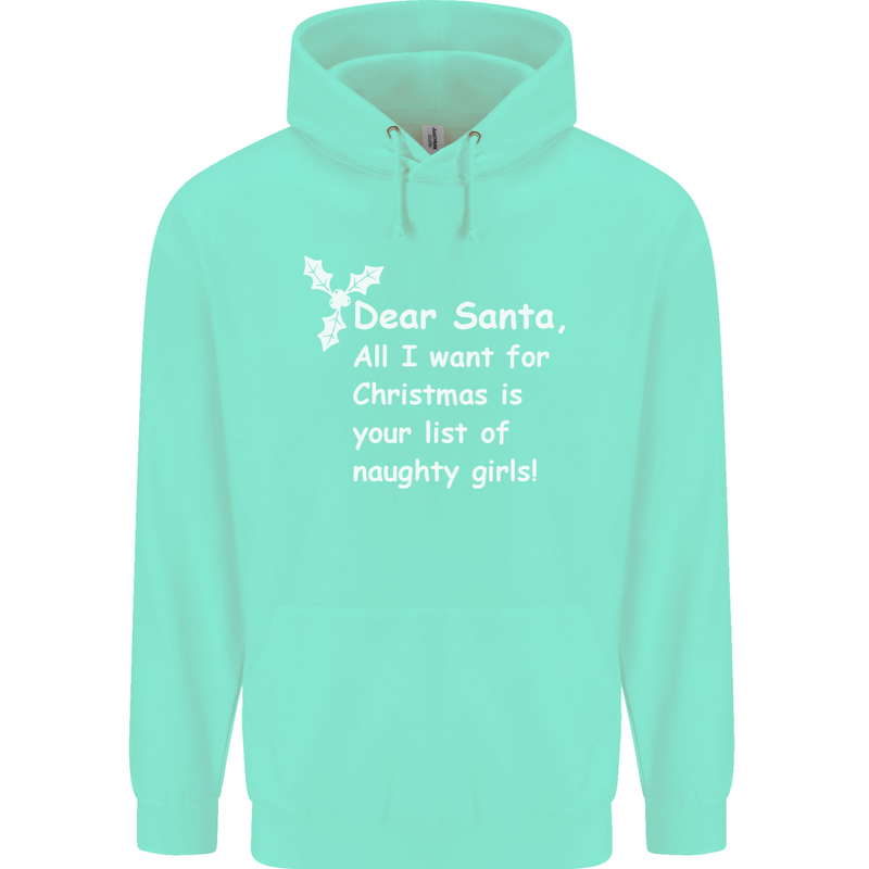 Santa Claus Naughty Girls Funny Christmas Mens 80% Cotton Hoodie Peppermint