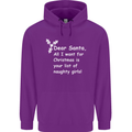 Santa Claus Naughty Girls Funny Christmas Mens 80% Cotton Hoodie Purple