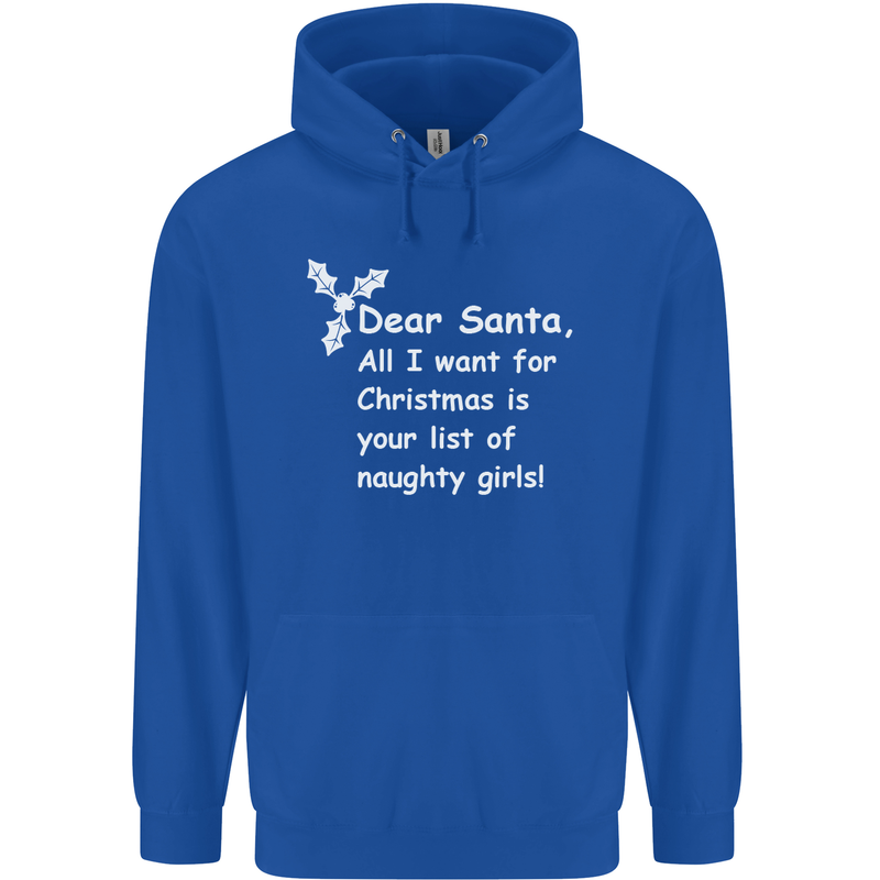 Santa Claus Naughty Girls Funny Christmas Mens 80% Cotton Hoodie Royal Blue