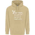 Santa Claus Naughty Girls Funny Christmas Mens 80% Cotton Hoodie Sand