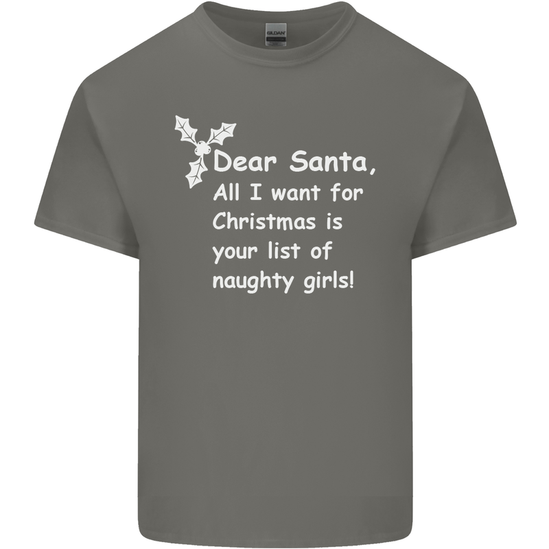 Santa Claus Naughty Girls Funny Christmas Mens Cotton T-Shirt Tee Top Charcoal