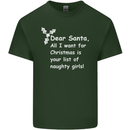 Santa Claus Naughty Girls Funny Christmas Mens Cotton T-Shirt Tee Top Forest Green