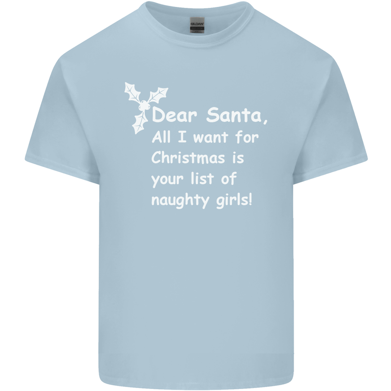 Santa Claus Naughty Girls Funny Christmas Mens Cotton T-Shirt Tee Top Light Blue