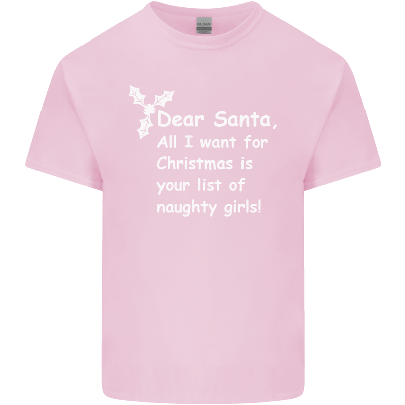 Santa Claus Naughty Girls Funny Christmas Mens Cotton T-Shirt Tee Top Light Pink
