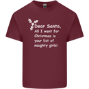 Santa Claus Naughty Girls Funny Christmas Mens Cotton T-Shirt Tee Top Maroon