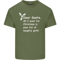 Santa Claus Naughty Girls Funny Christmas Mens Cotton T-Shirt Tee Top Military Green