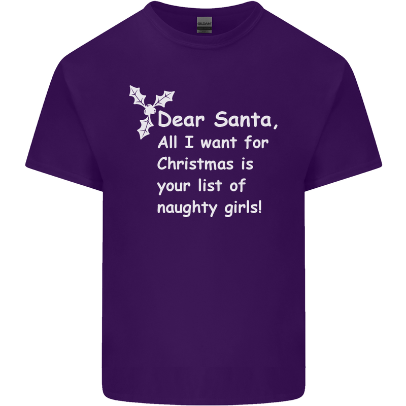 Santa Claus Naughty Girls Funny Christmas Mens Cotton T-Shirt Tee Top Purple