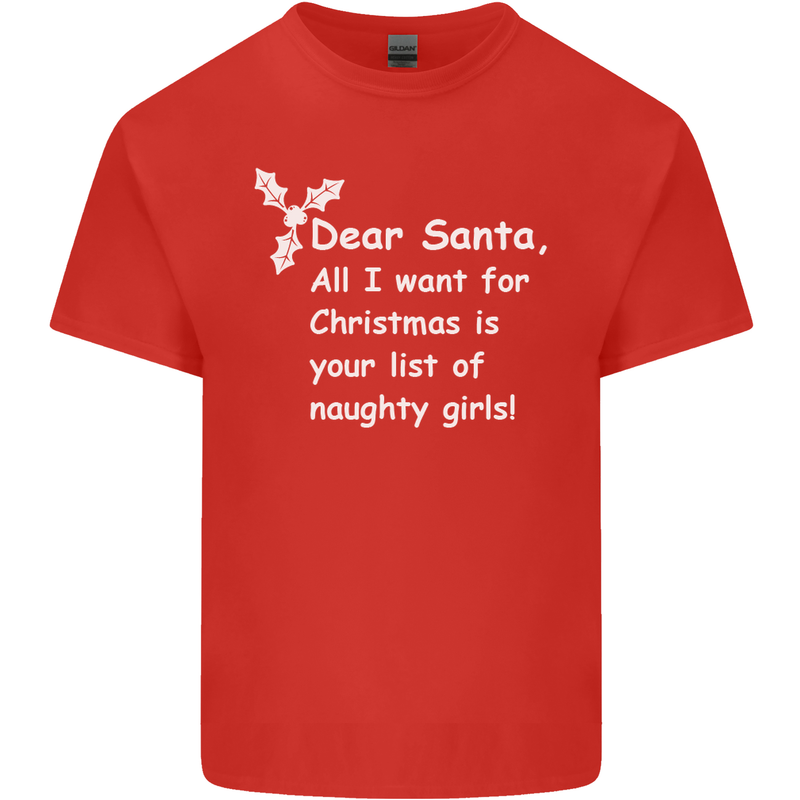 Santa Claus Naughty Girls Funny Christmas Mens Cotton T-Shirt Tee Top Red