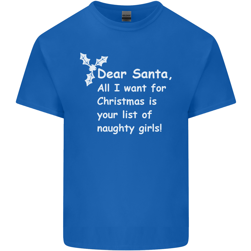 Santa Claus Naughty Girls Funny Christmas Mens Cotton T-Shirt Tee Top Royal Blue