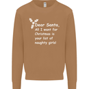 Santa Claus Naughty Girls Funny Christmas Mens Sweatshirt Jumper Caramel Latte