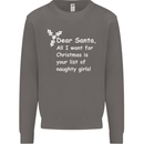 Santa Claus Naughty Girls Funny Christmas Mens Sweatshirt Jumper Charcoal