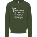 Santa Claus Naughty Girls Funny Christmas Mens Sweatshirt Jumper Forest Green