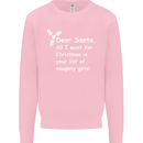 Santa Claus Naughty Girls Funny Christmas Mens Sweatshirt Jumper Light Pink