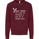 Santa Claus Naughty Girls Funny Christmas Mens Sweatshirt Jumper Maroon