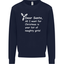 Santa Claus Naughty Girls Funny Christmas Mens Sweatshirt Jumper Navy Blue