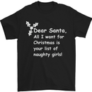 Santa Claus Naughty Girls Funny Christmas Mens T-Shirt Cotton Gildan Black