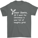 Santa Claus Naughty Girls Funny Christmas Mens T-Shirt Cotton Gildan Charcoal