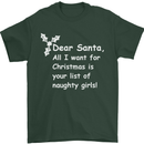 Santa Claus Naughty Girls Funny Christmas Mens T-Shirt Cotton Gildan Forest Green