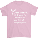 Santa Claus Naughty Girls Funny Christmas Mens T-Shirt Cotton Gildan Light Pink