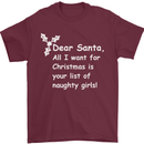 Santa Claus Naughty Girls Funny Christmas Mens T-Shirt Cotton Gildan Maroon