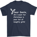 Santa Claus Naughty Girls Funny Christmas Mens T-Shirt Cotton Gildan Navy Blue