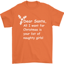 Santa Claus Naughty Girls Funny Christmas Mens T-Shirt Cotton Gildan Orange