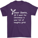 Santa Claus Naughty Girls Funny Christmas Mens T-Shirt Cotton Gildan Purple